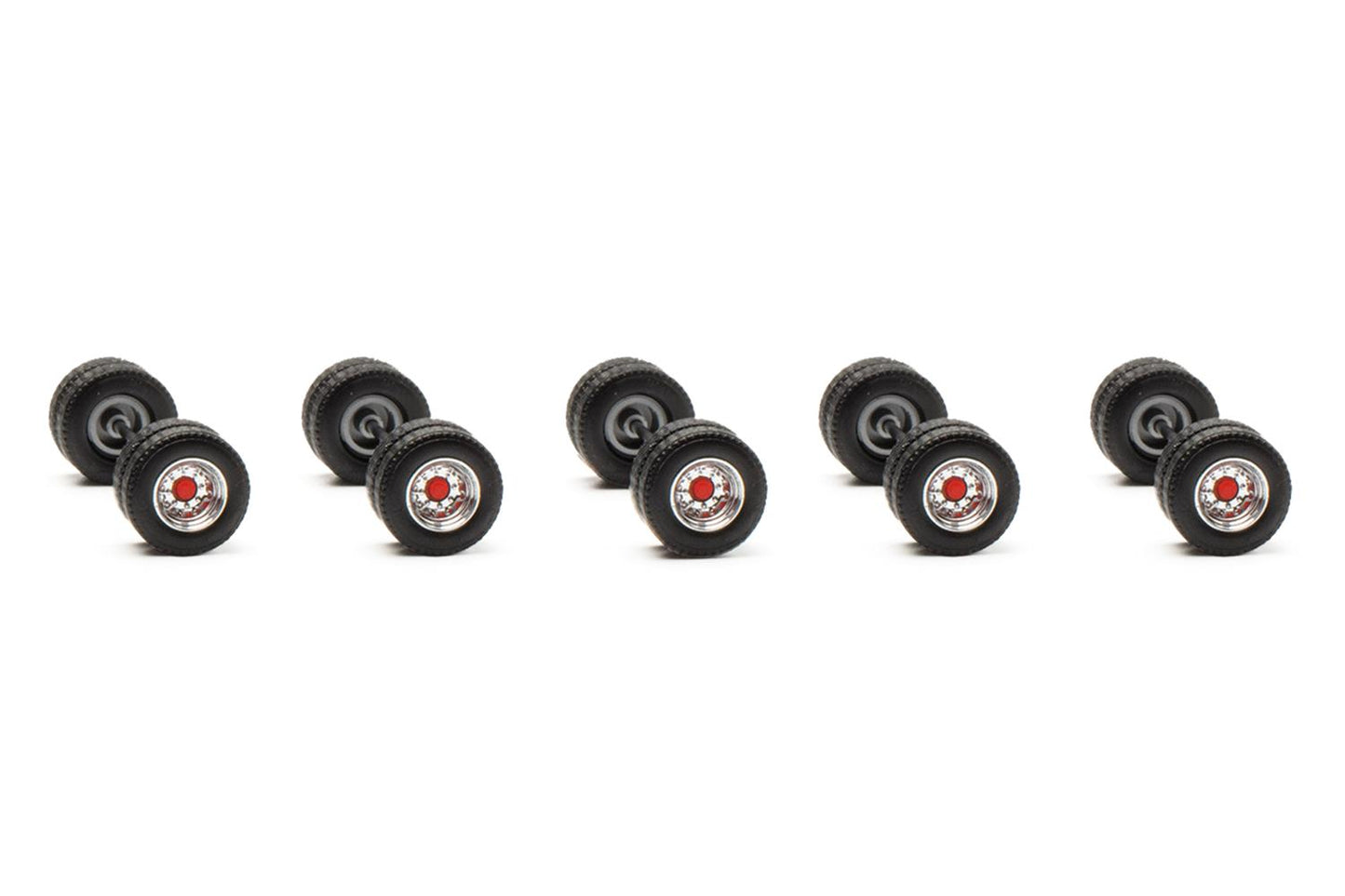 Herpa Wheelsets for Swedish Box Truck Chrome/Red (10) HO Gauge 54454