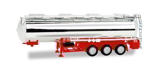 Herpa 076456-002 Chrome Plated Chemical Tank Trailer w/Red Chassis HO