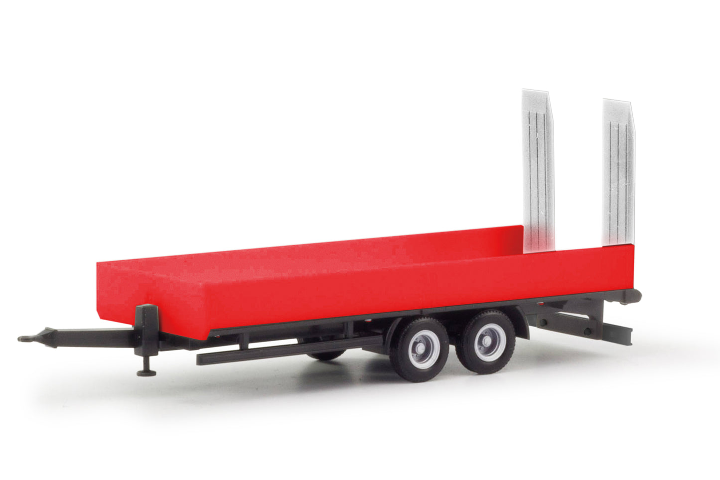 Herpa LKW 2 Deep Loading 2 Axle Trailer with Ramps Red HA076913-002 HO Gauge