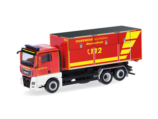 Herpa MAN TGX XL Euro6c Roll Off Bucket Feuerwehr Wuppertal HA098199 HO Gauge