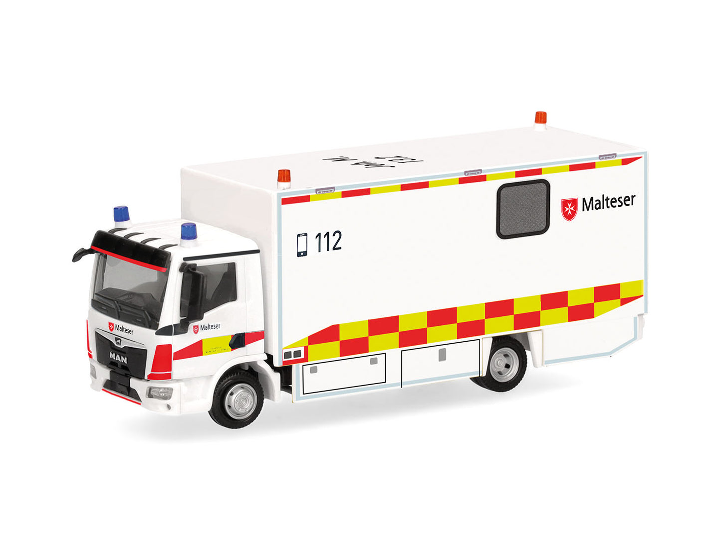 Herpa MAN TGL CC Box Truck Malteser Munchen HA098809 HO Gauge