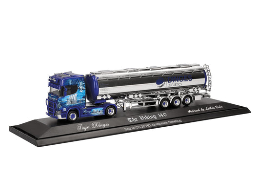 Herpa Scania CS20 HD Jumbo Chrome Plated Semitrailer Ingo Dinges 122344 HO Gauge