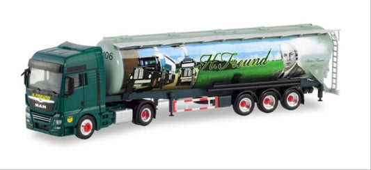 Herpa 311472 MAN TGX XXL Bulk Semitrailer Spedition Freund HO