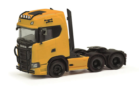 Herpa Scania CS 20 HD 6x4 3 Axle Tractor Unit Yellow HO Gauge HA314053-003