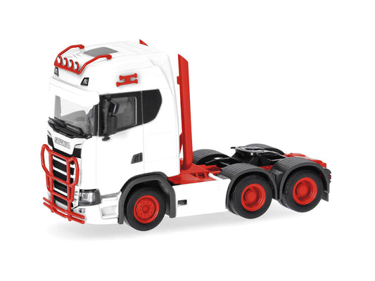 Herpa Scania CS 20 HD 3 Axle Rigid Tractor White/Red HA314053-006 HO Gauge