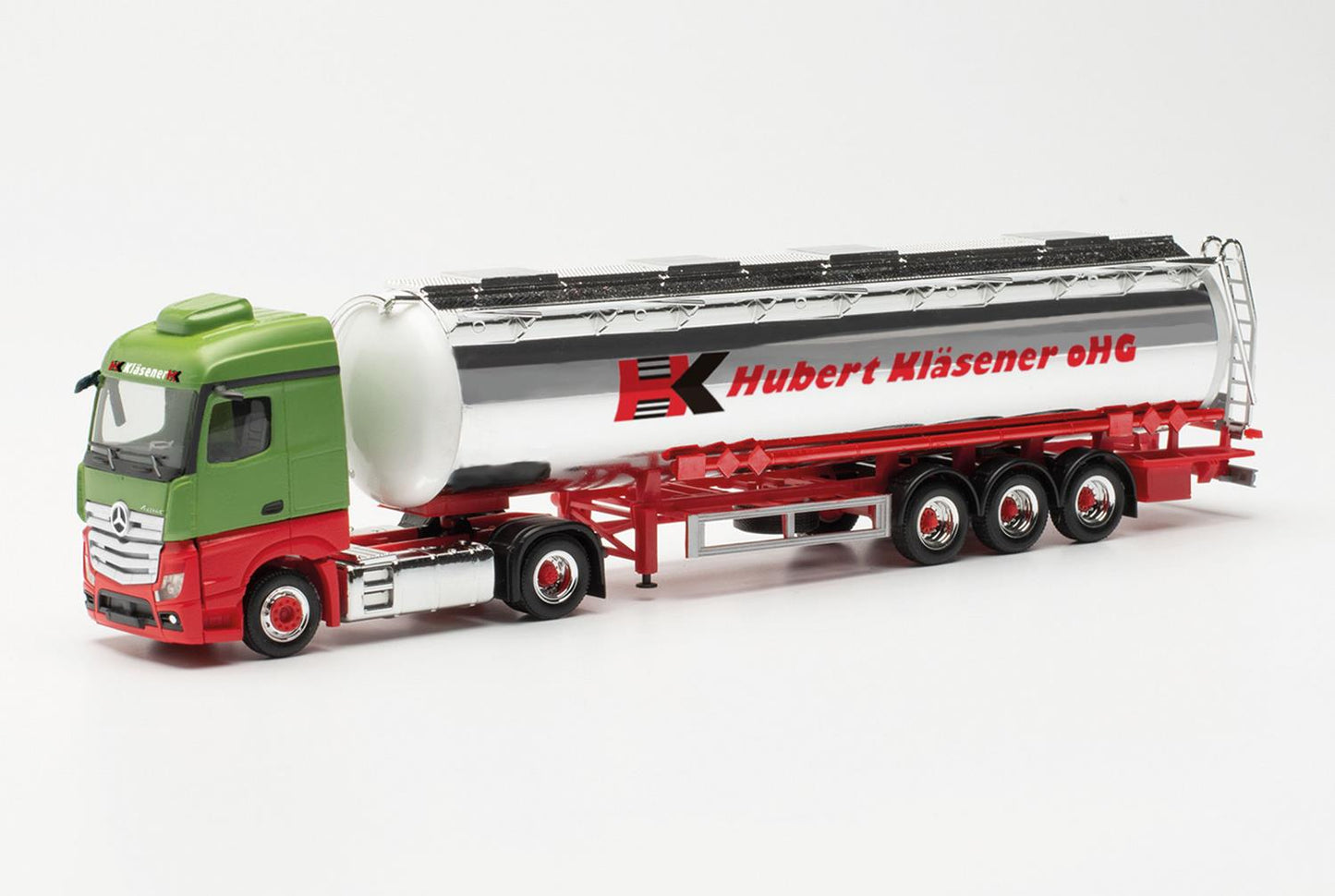 Herpa MB Actros Streamspace Chrome Tank Semitrailer H.Klasener HA315395 HO Gauge