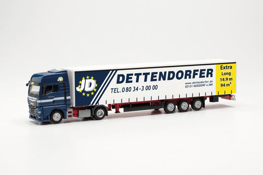 Herpa MAN TGX GX Curtain Canvas Semitrailer Dettendorfer HA315920 HO Gauge