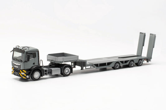 Herpa MAN TGS NN Individual 4x4 Low Loader Grey/Yellow HO Gauge HA316194