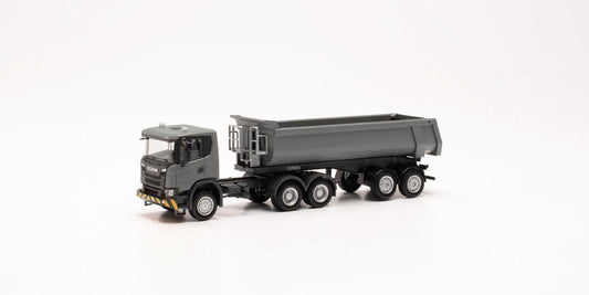 Herpa Scania CG17 6x6 Dump Semitrailer Grey/Yellow HA316248 HO Gauge