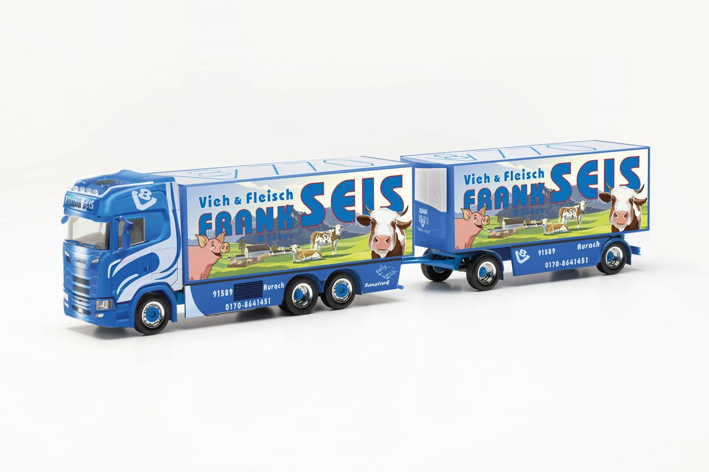 Herpa Scania CS20 HD Refrigerated Double Trailer Frank Seis HO Gauge HA316521