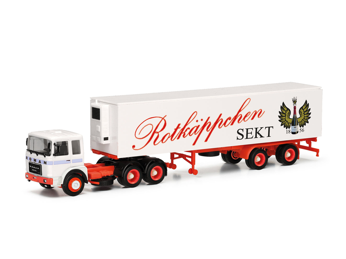 Herpa Roman 6x4 Refrigerated Box Semitrailer Rotkappchen Sekt HA317887 HO Gauge