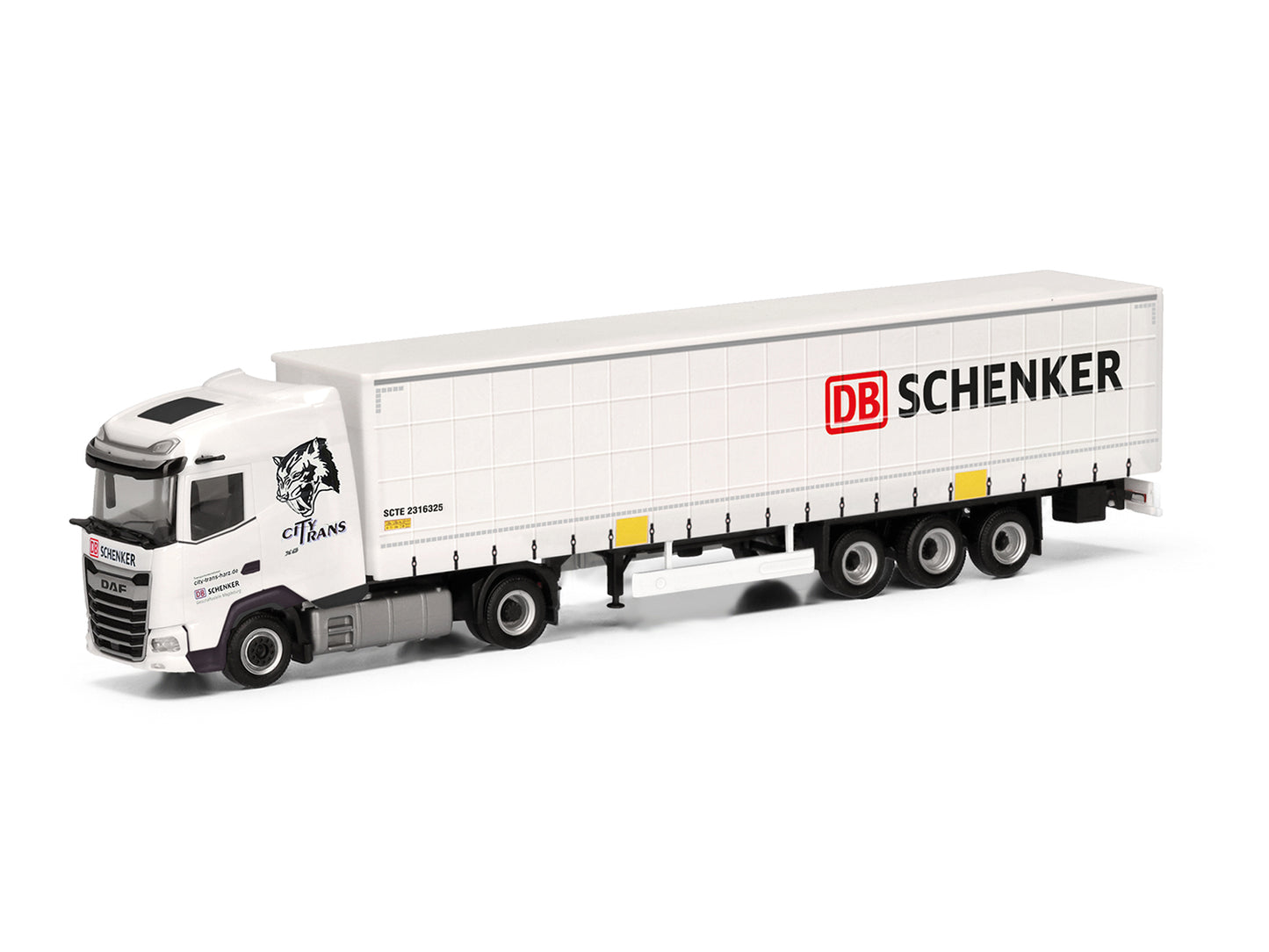 Herpa DAF XG Curtain Canvas Semitrailer DB Schenker/City Trans HA318013 HO Gauge