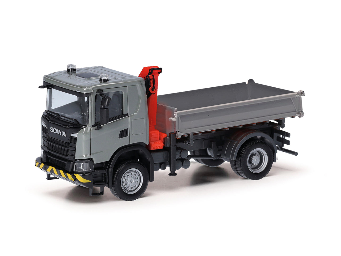 Herpa Scania XT17 3 Side Dump Truck w/Loading Crane Grey/Yellow 318051 HO Gauge