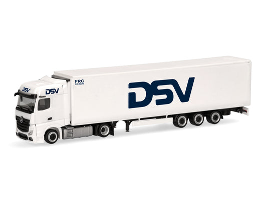 Herpa MB Actros Bigspace Lowliner Refrigerated Box Semitrlr DSV 318198 HO Gauge