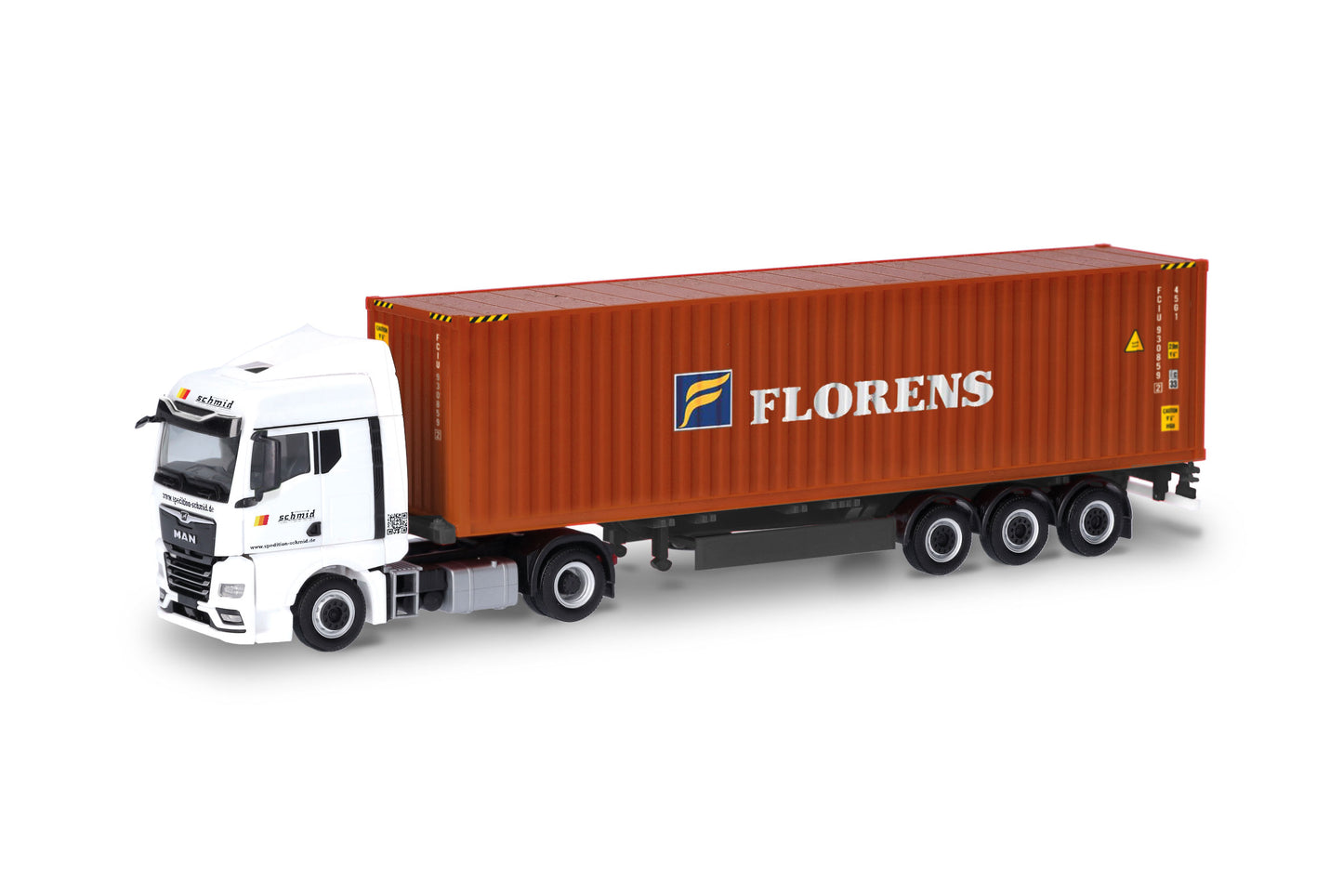 Herpa 318228 MAN TGX GM Container Semitrailer Truck Schmid/Florens HO Gauge