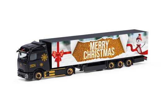 Herpa 318310 MB eActros 600 ProCabin Box Semitrailer Merry Christmas HO Gauge