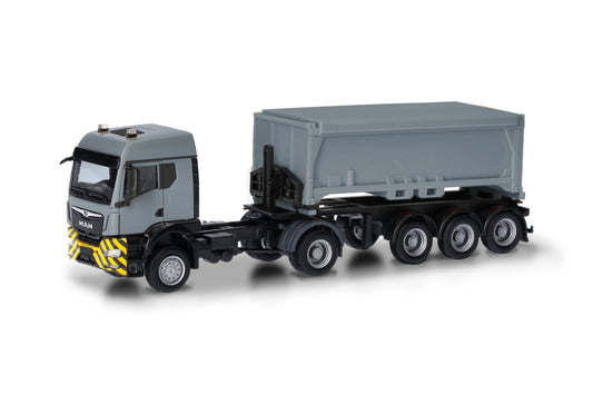 Herpa 318341 MAN TGS TM Rubble Container Semitrailer Grey HO Gauge