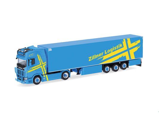 Herpa Scania CS20 HD Refrigerated Box Semitrailer Zillner HA318457 HO Gauge