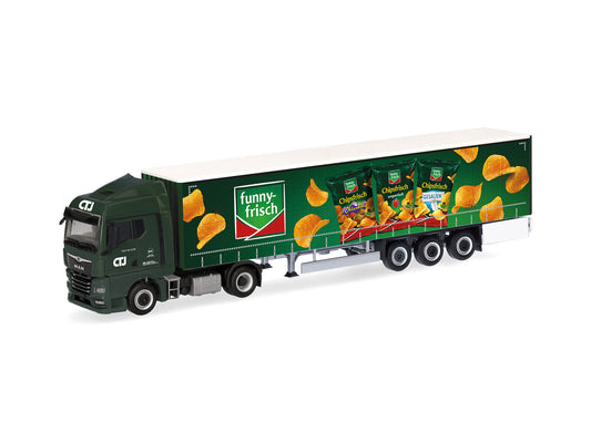 Herpa MAN TGX GM Curtain Canvas Semitrailer CTJ/Funny Frisch HA318501 HO Gauge