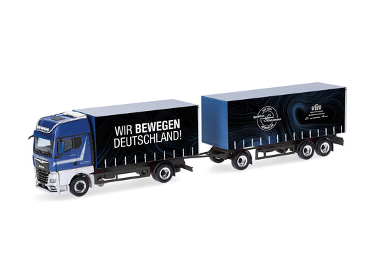 Herpa MAN TGX GX Curtain Canvas Semitrailer Wir Bewegen Deutsche 318563 HO Gauge