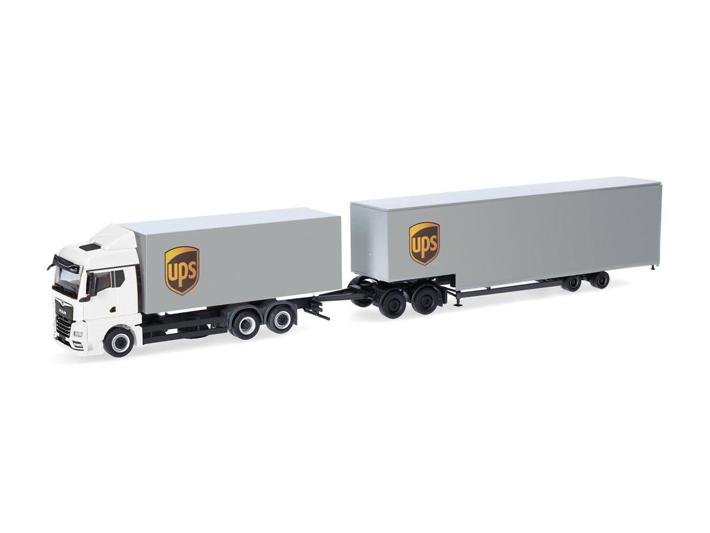 Herpa MAN TGX GM Interchangeable Box Trailer w/Jumbo Trailer UPS 318570 HO Gauge