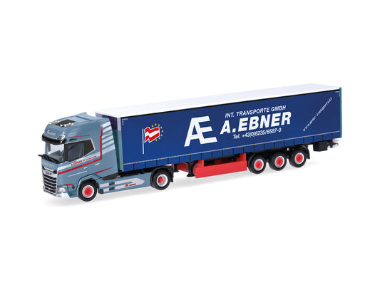 Herpa DAF XG+ Curtain Canvas Semitrailer A.Ebner HA318693 HO Gauge