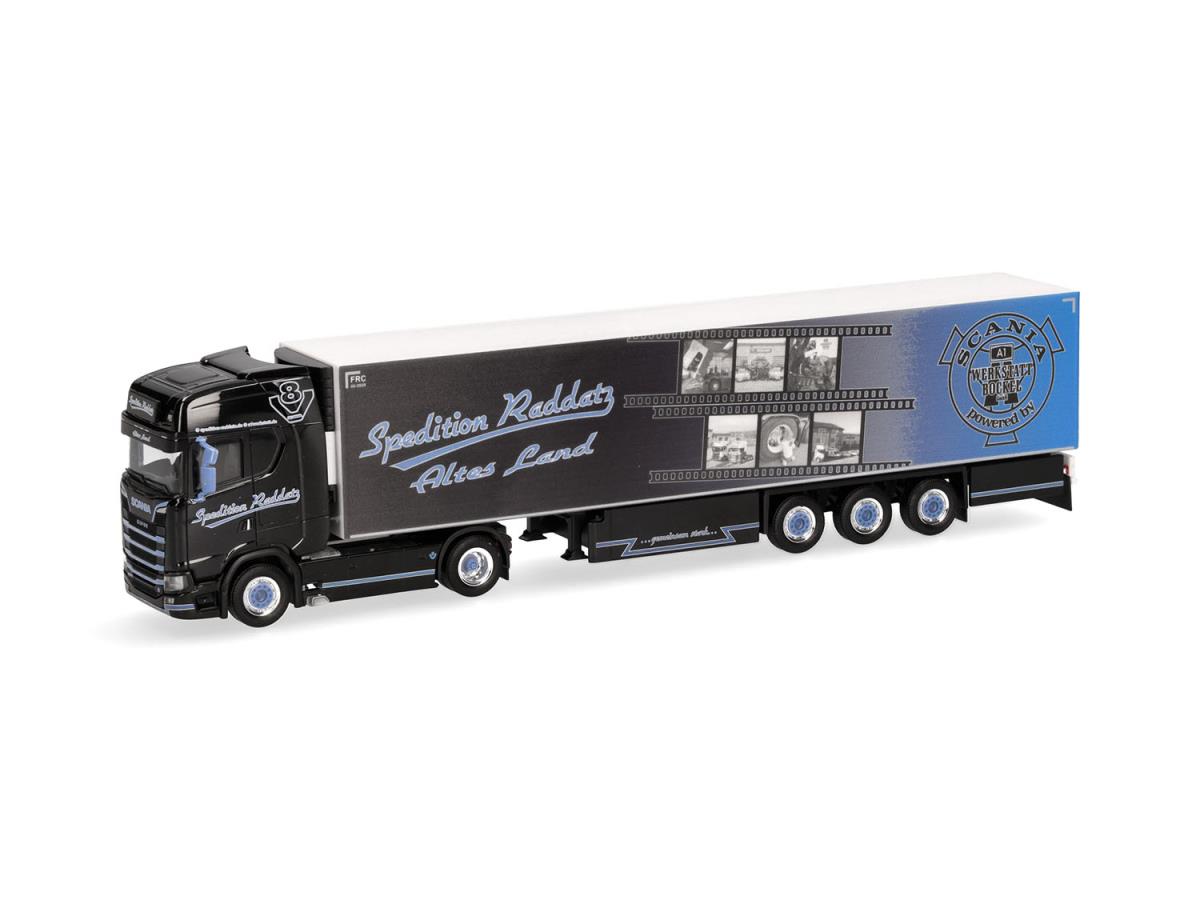 Herpa Scania CS20 HD Refrigerated Box Semitrailer Spdtn Raddatz 318792 HO Gauge