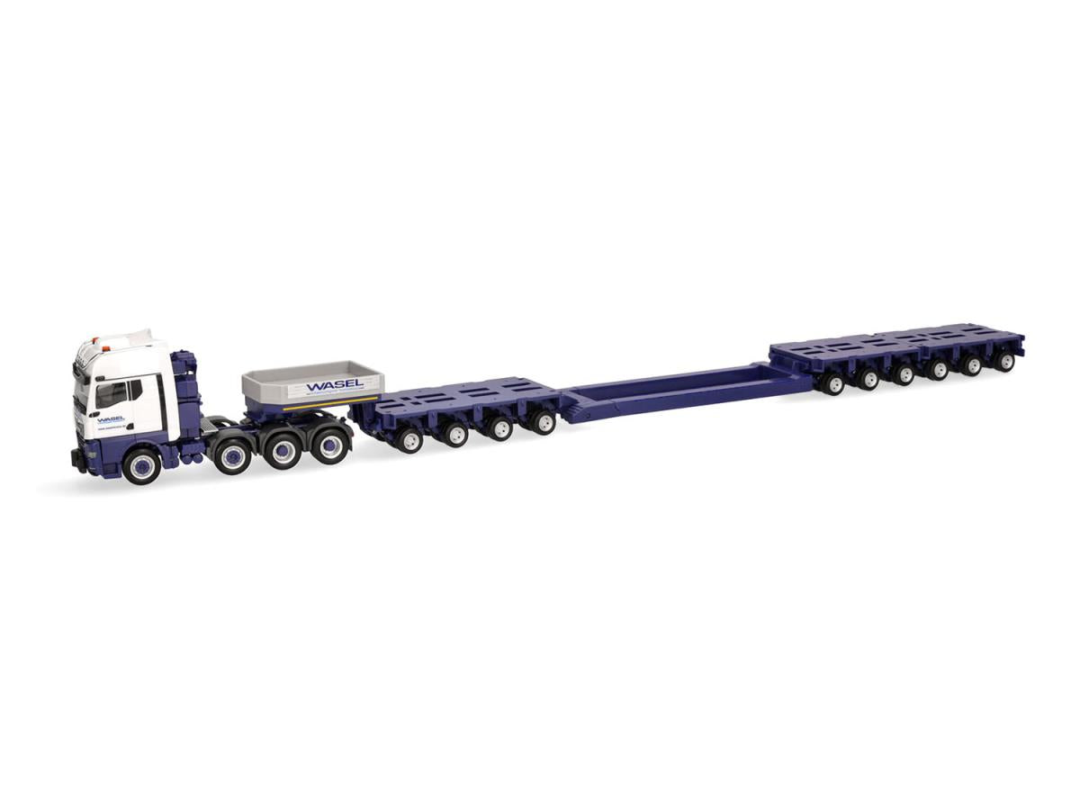 Herpa MAN TGX GX Low Loader Semitrailer Wasel HA318839 HO Gauge