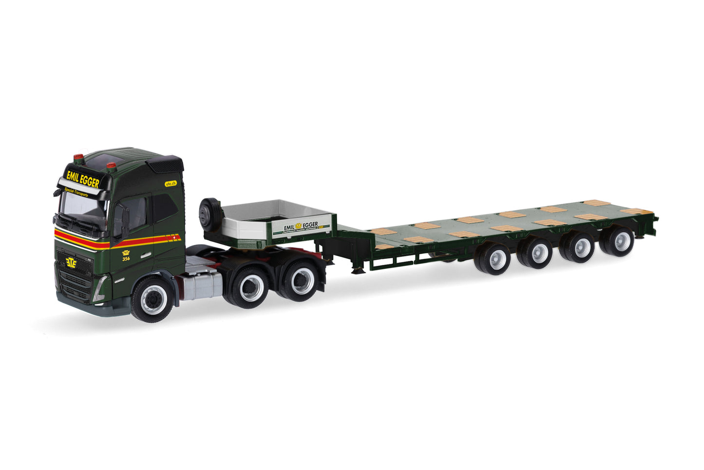 Herpa Volvo FH GL 6x4 Low Loader Semitrailer Emil Egger HA318853 HO Gauge