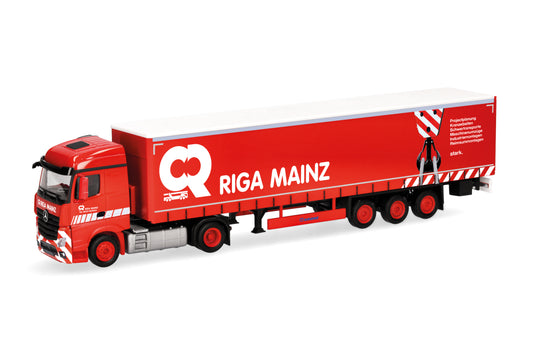 Herpa MB Actros Sspace Curtain Canvas Semitrailer Riga Mainz HA318860 HO Gauge