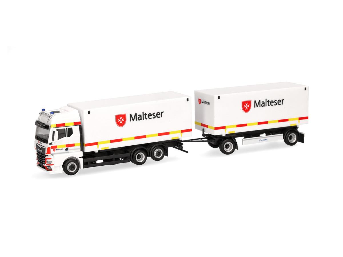 Herpa MAN TGX GX Interchangeable Box Trailer Malteser HA318945 HO Gauge