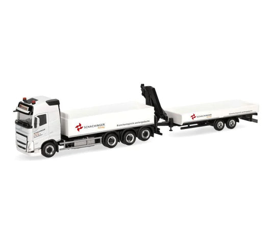 Herpa Volvo FH GL 2020 Flatbed Trailer w/Crane Schachinger HA319119 HO Gauge