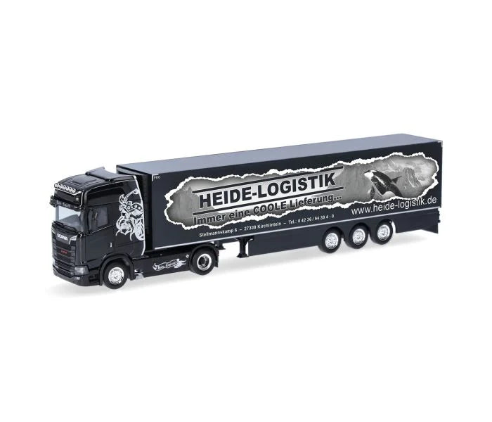 Herpa Scania CS 20 Refrigerated Box Semitrailer Heide Logistik HA319386 HO Gauge