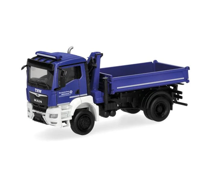 Herpa MAN TGS NN 2 Axle 3 Way Dump Truck THW Brandenburg HA319522 HO Gauge