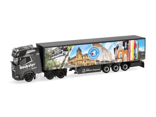 Herpa DAF XG+ 6x2 Curtain Canvas Semitrailer Bucheler HA319737 HO Gauge