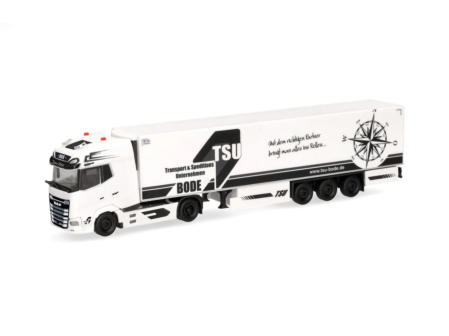 Herpa DAF XG+ Refrigerated Box Semitrailer TSU Bode HA319959 HO Gauge
