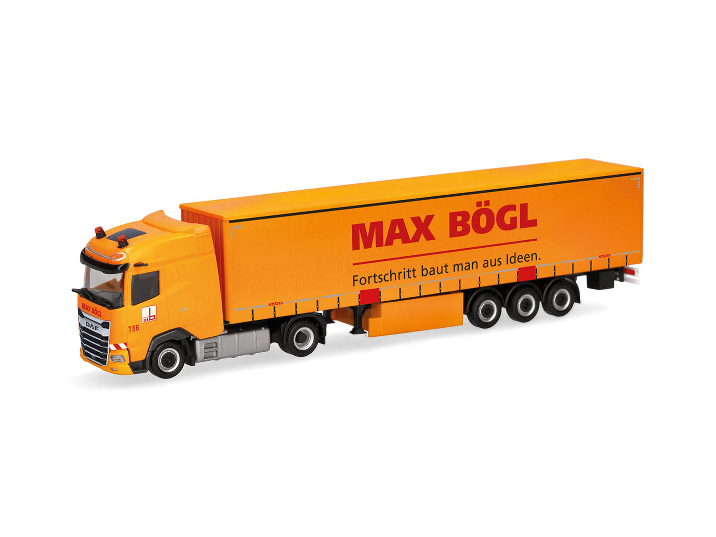 Herpa DAF XG Curtain Canvas Semitrailer Max Bogl HA320016 HO Gauge