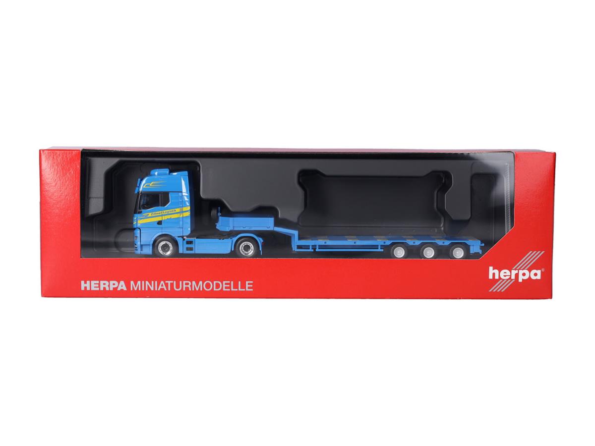 Herpa MAN TGX GX Semi Lowboy Semitrailer Zillner HA320047 HO Gauge