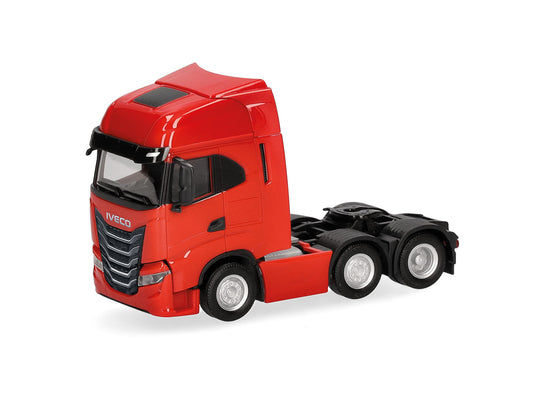 Herpa Iveco S-Way MY24 3 Axle (6x2) Rigid Tractor Red HA320313 HO Gauge