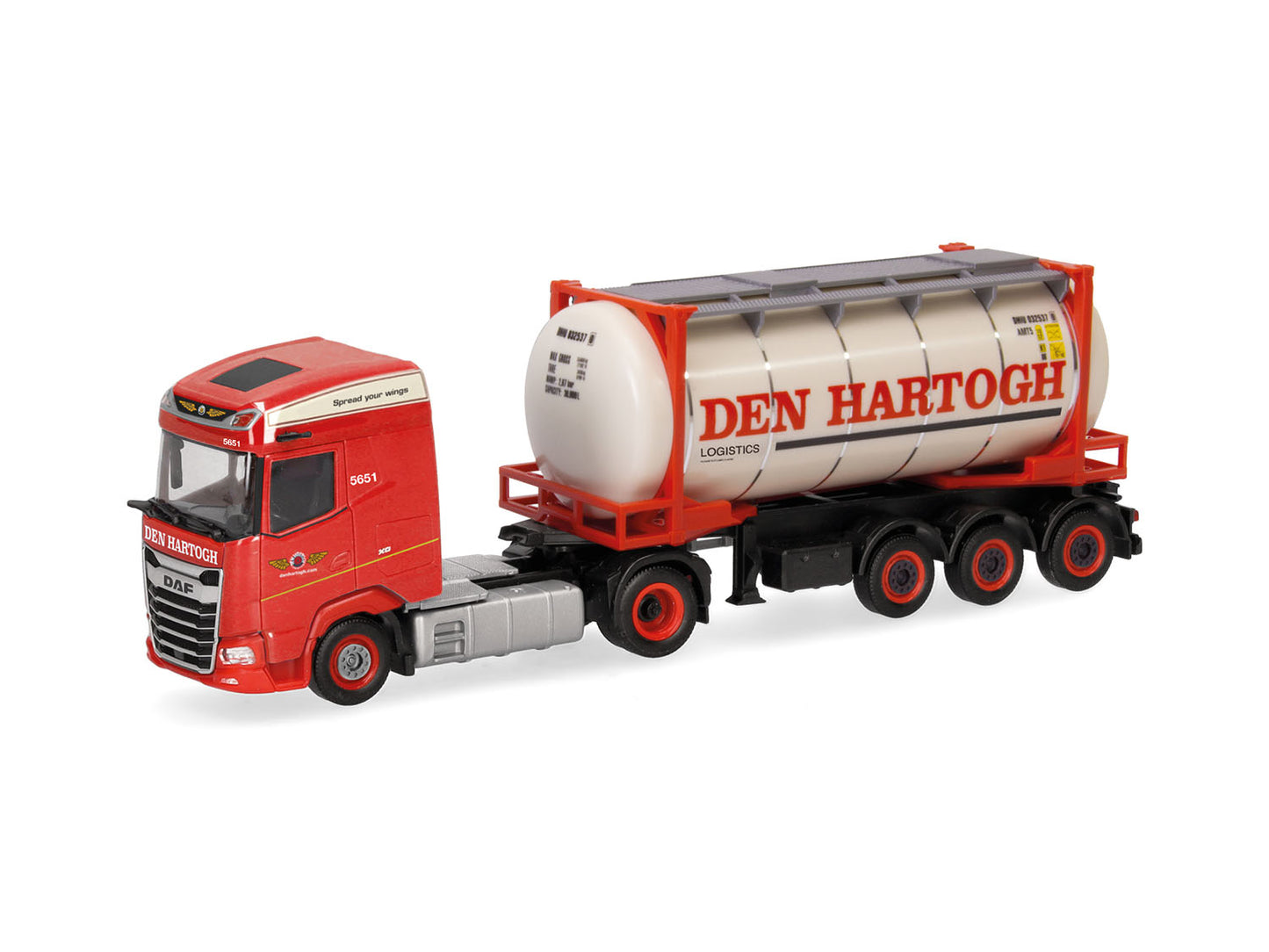 Herpa DAF XG Tank Container Semitrailer Den Hartogh HA320344 HO Gauge