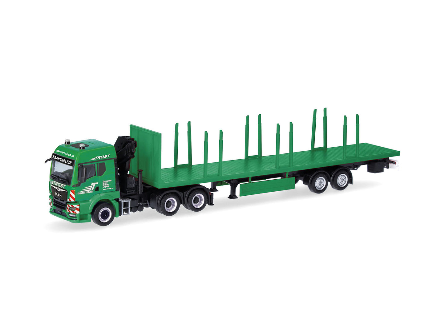 Herpa MAN TGS TM Stanchion Semitrailer Trost HA320368 HO Gauge