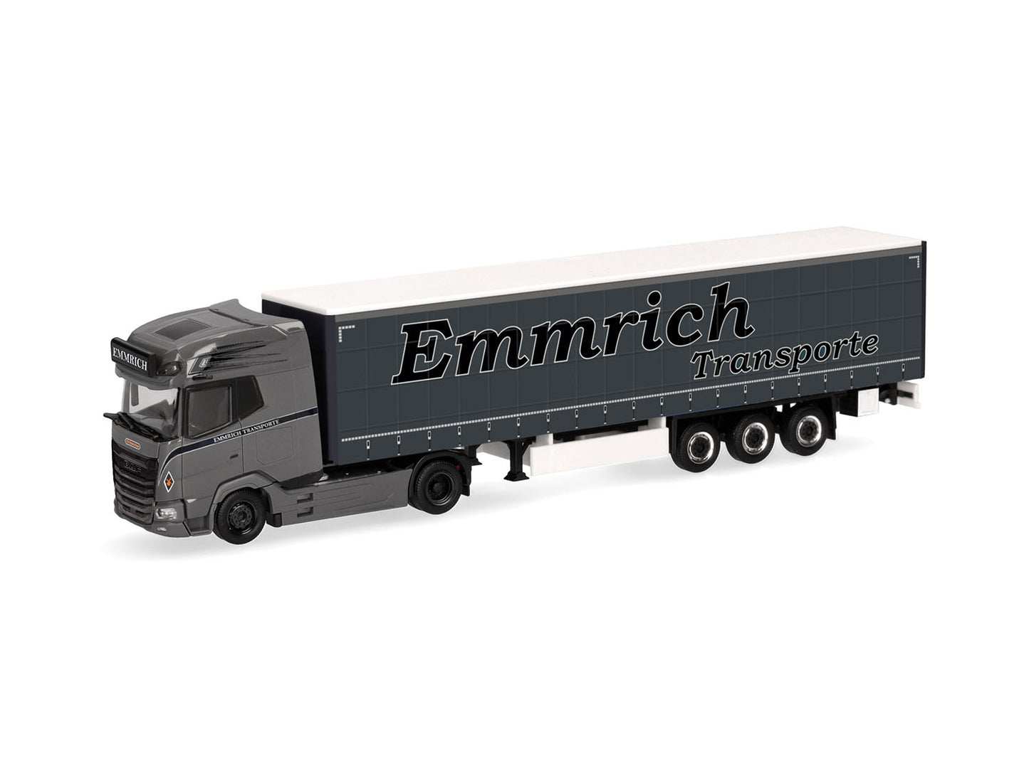 Herpa DAF XG+ Curtain Canvas Semitrailer Emmrich Transporte HA320474 HO Gauge