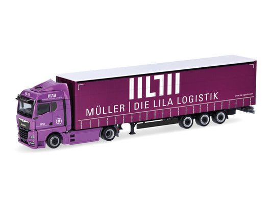 Herpa MAN eTGX GM Volume Curtain Canvas Semitrailer Muller HA320801 HO Gauge