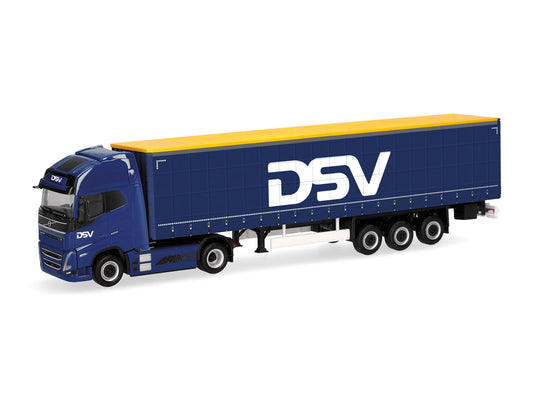 Herpa Volvo FH GL XL 2020 Curtain Canvas Semitrailer DSV HA320818 HO Gauge