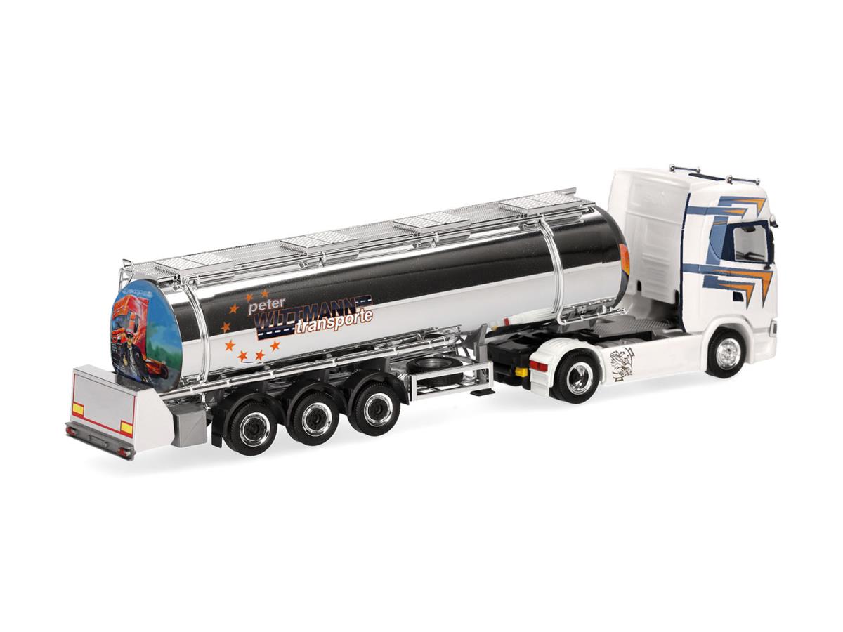 Herpa Scania CS 20 HD High Roof Chrome Tank Semitrailer Wittmann 321037 HO Gauge