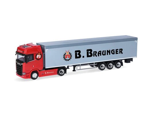 Herpa Scania CS 20 High Roof Walking Floor Semitrailer Braunger HA321136 HO