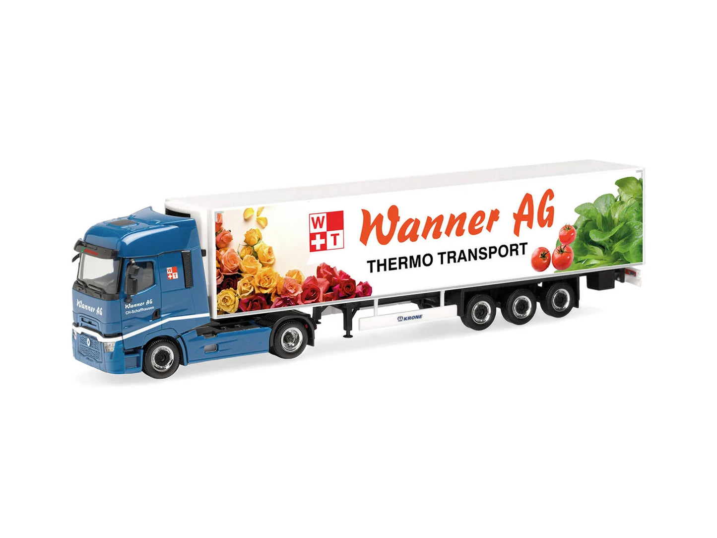 Herpa Renault T Facelift Refrigerated Box Semitrailer Wanner AG HA321242 HO