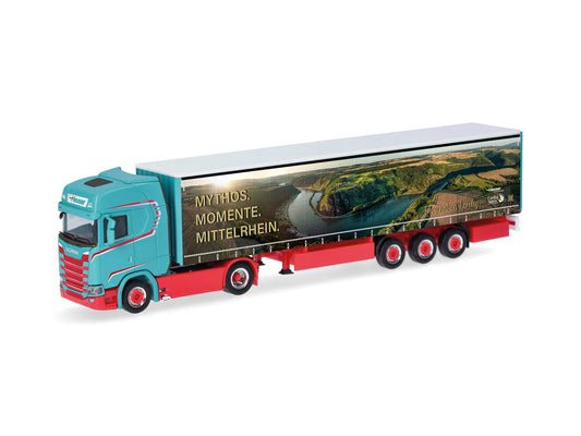 Herpa Scania CS 20 High Roof Curtain Canvas Semitrailer Heuser HA321280 HO Gauge