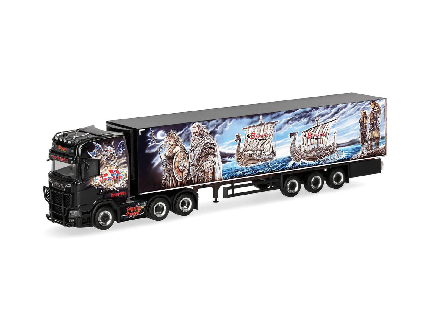 Herpa Scania CS20 High Roof Refrigerated Box Semitrailer Byrknes HA321303 HO