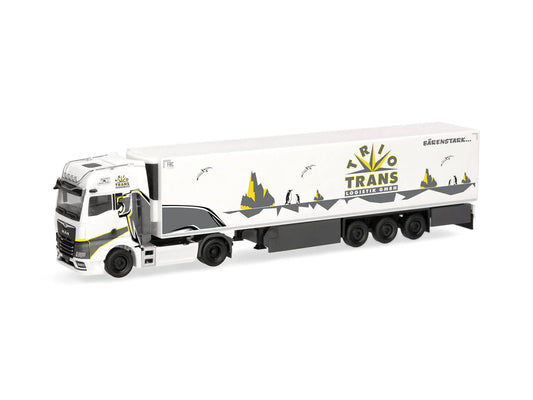 Herpa MAN TGX GX Refrigerated Box Semitrailer Trio-Trans HA321358 HO Gauge